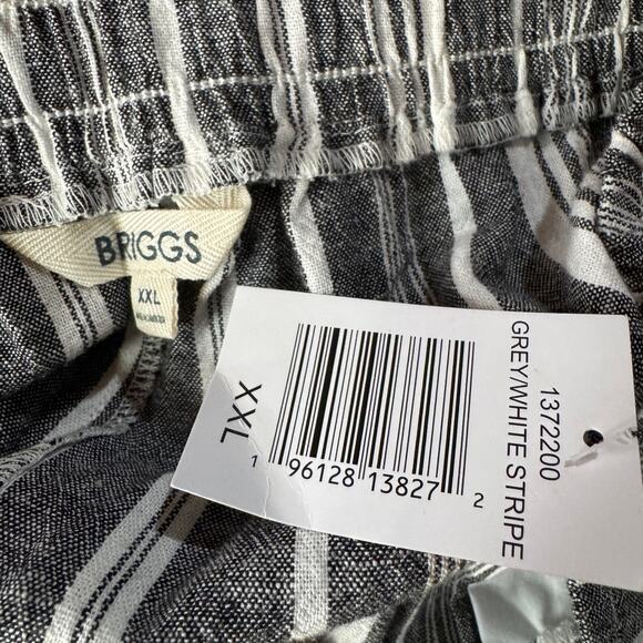 Briggs XX-Large Wide Leg Pants Linen Blend Striped Pull-On Pockets Hi-Rise Gray - Picture 5 of 6